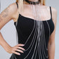 Leather Choker with Bodychain Chains